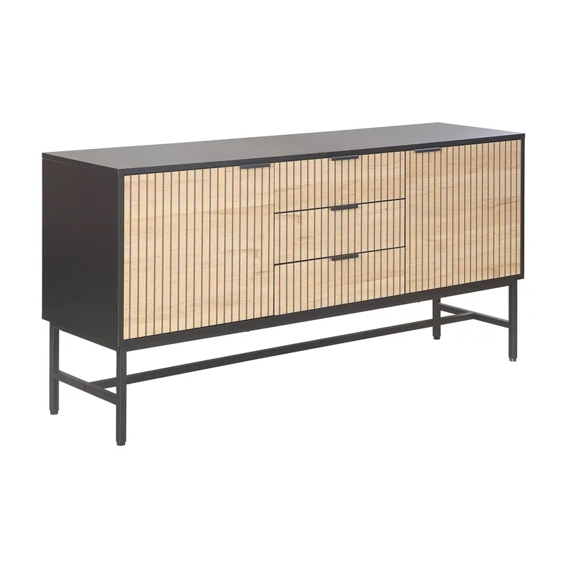 Side Board HOME4YOU, svart / lyst tre