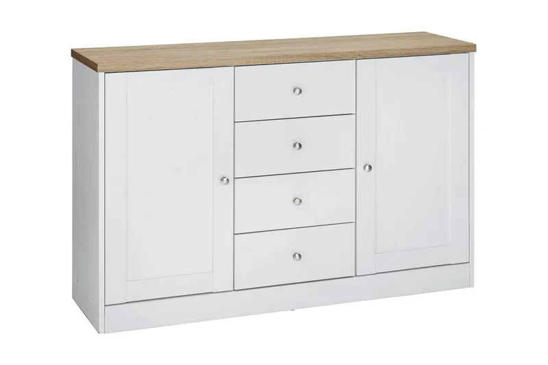 Bryanne Skjenk 120 cm, Hvit / Brun