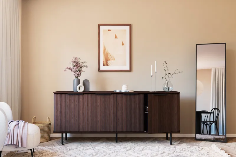 Kopparbo Sideboard med Oppbevaring Ribbet - Mørk brun / Valnøtt / Tre - Oppbevaring - Oppbevaringsmøbler - Sideboard & skjenker