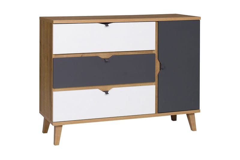 Vintra Skjenk 120 cm, Hvit/Grå/Tre