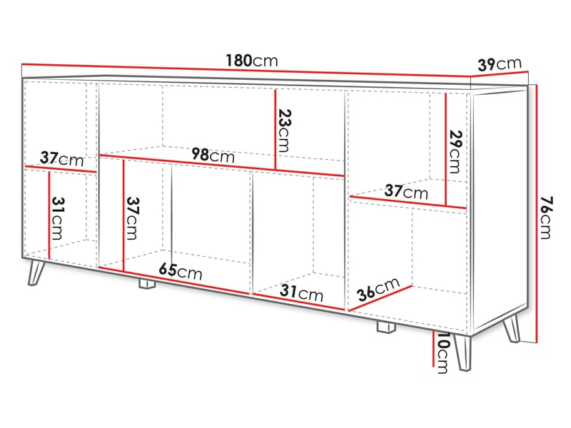 skap Kommode PHUKET 180 grå, brun - Oppbevaring - Oppbevaringsmøbler - Sideboard & skjenker