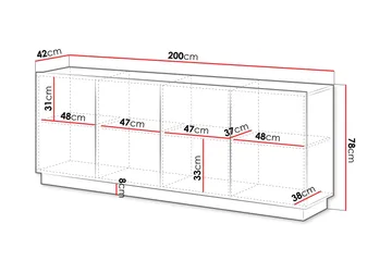 Torvalen Skjenk 200x42 cm - Svart - Oppbevaring - Oppbevaringsmøbler - Sideboard & skjenker