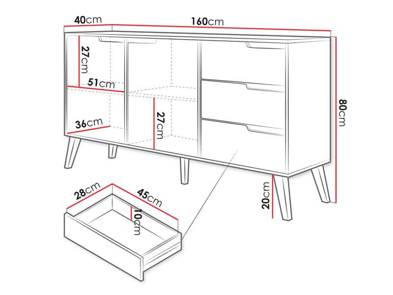 Virello skjenk 160 cm - brun - Oppbevaring - Oppbevaringsmøbler - Sideboard & skjenker