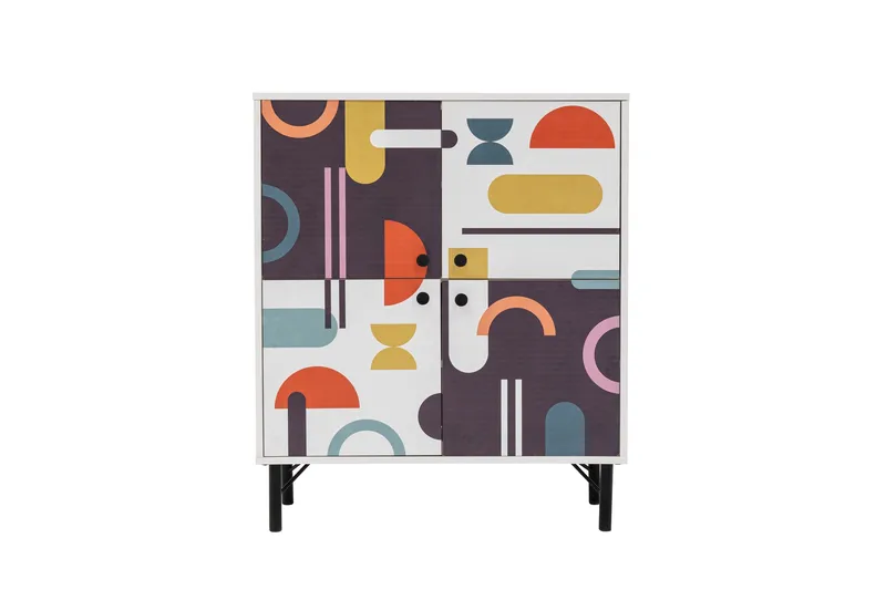 Sia Highboard 95x111 cm Hvit/Brun/Lilla/Gul, Hanah Home