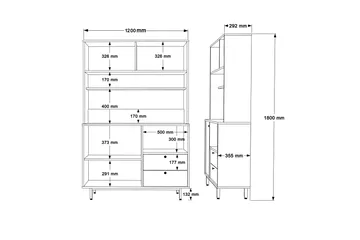 Donae Highboard - Eik/Antrasitt - Oppbevaring - Skap - Oppbevaringsskap