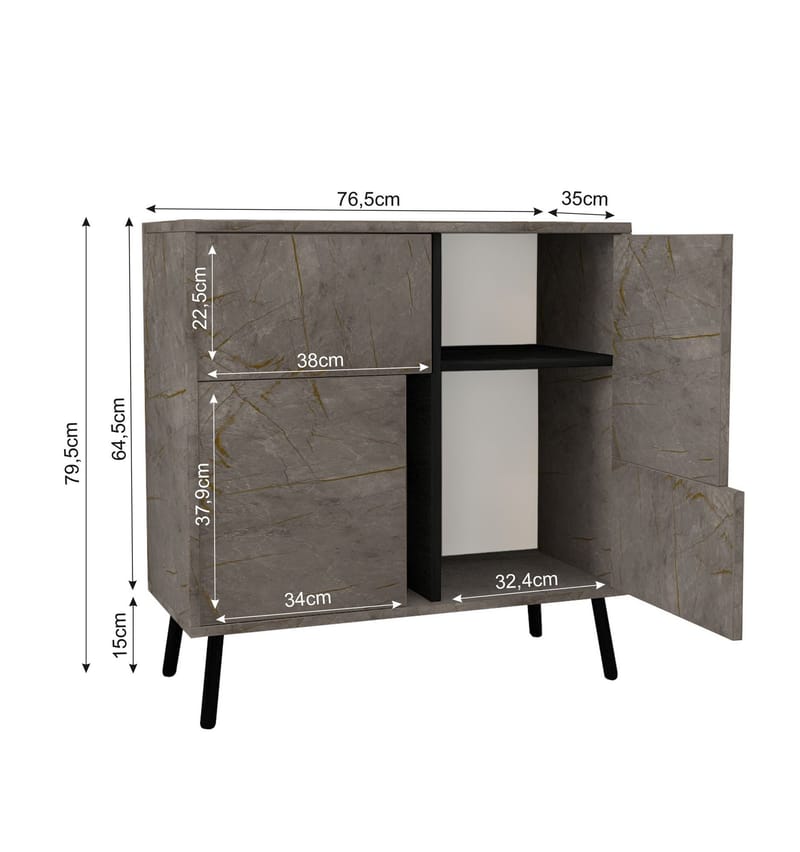 Flerbruks skap Homitis Darien (76,5 x 79,5 x 35 cm) Marmor svart tre - Oppbevaring - Skap - Oppbevaringsskap