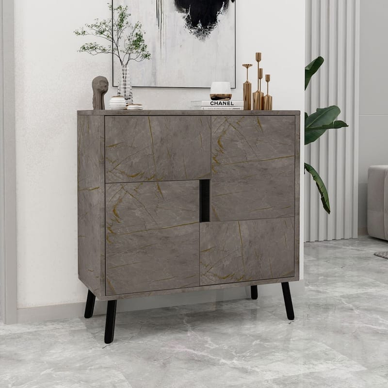 Flerbruks skap Homitis Darien (76,5 x 79,5 x 35 cm) Marmor svart tre - Oppbevaring - Skap - Oppbevaringsskap