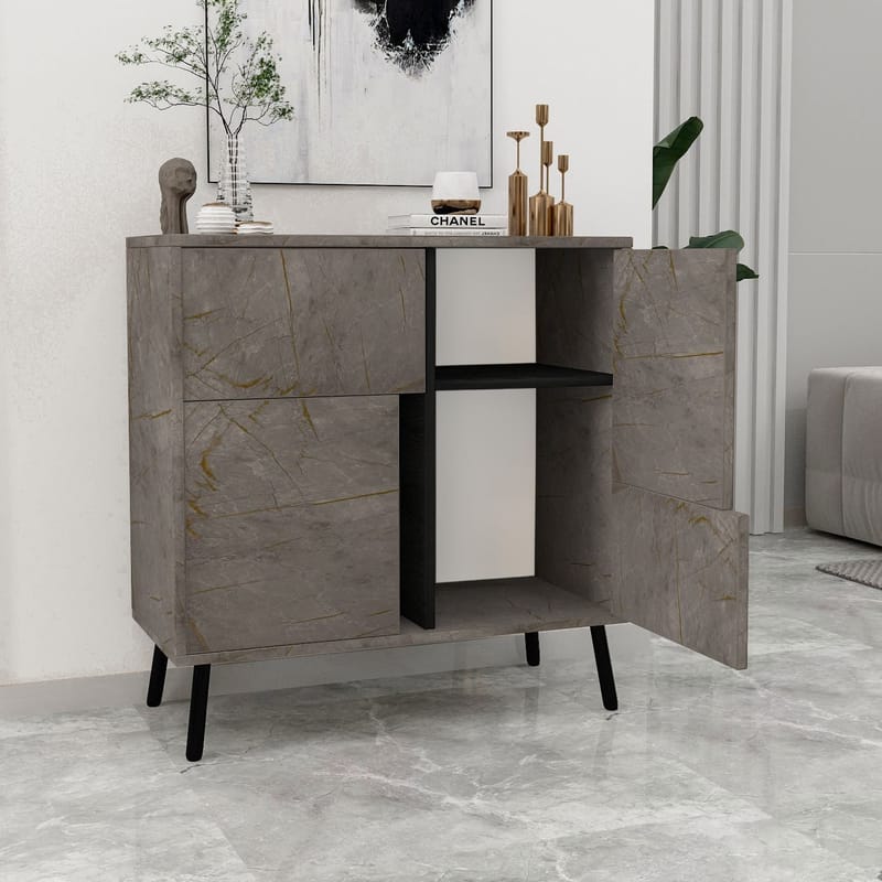 Flerbruks skap Homitis Darien (76,5 x 79,5 x 35 cm) Marmor svart tre - Oppbevaring - Skap - Oppbevaringsskap