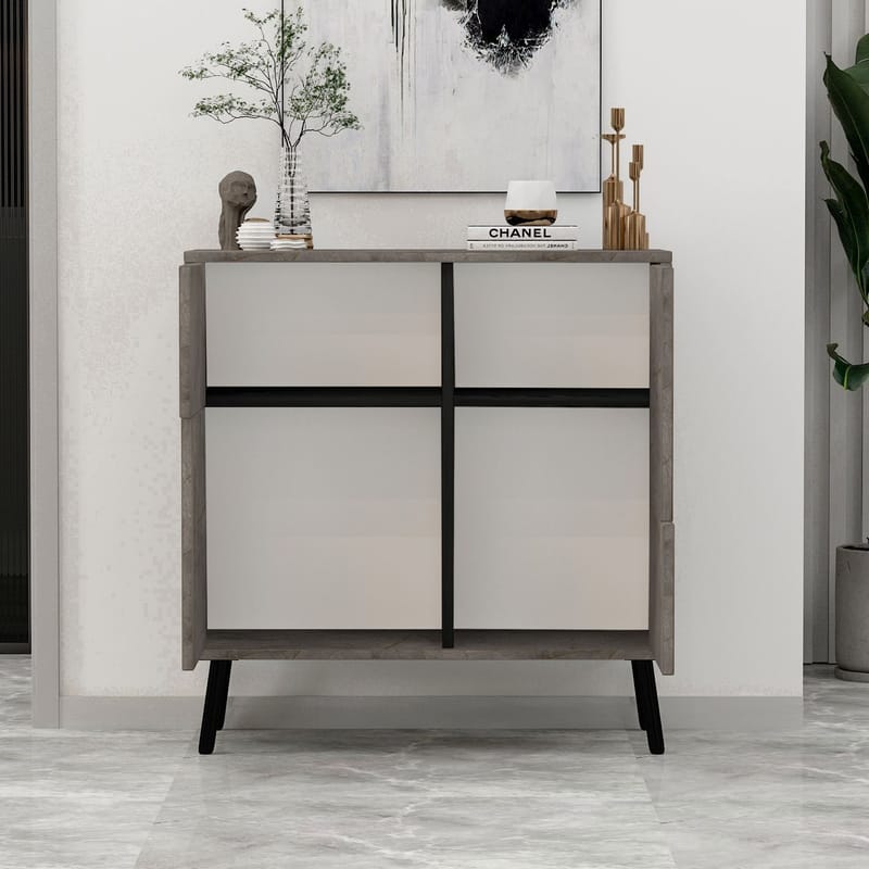 Flerbruks skap Homitis Darien (76,5 x 79,5 x 35 cm) Marmor svart tre - Oppbevaring - Skap - Oppbevaringsskap