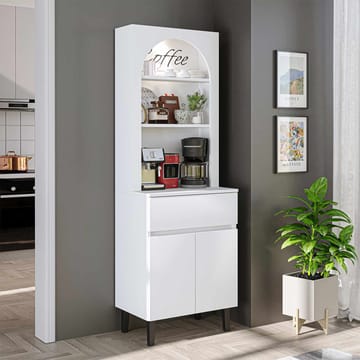 Skap til kaffebar Kalune Design Ledli (60 x 179 x 41,8 cm) Hvit - Oppbevaring - Skap - Barskap