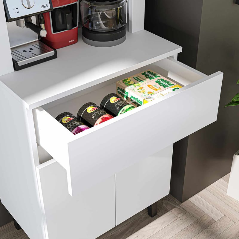Skap til kaffebar Kalune Design Ledli (60 x 179 x 41,8 cm) Hvit - Oppbevaring - Skap - Barskap