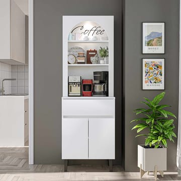 Skap til kaffebar Kalune Design Ledli (60 x 179 x 41,8 cm) Hvit - Oppbevaring - Skap - Barskap