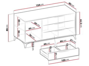 Vemdalen skjenk 154 cm - brun - Oppbevaring - Skap - Barskap