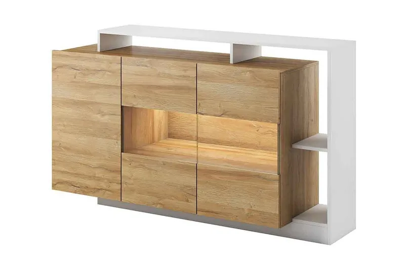Gabelle Vitrineskap 155x44x94 cm, Beige / Hvit