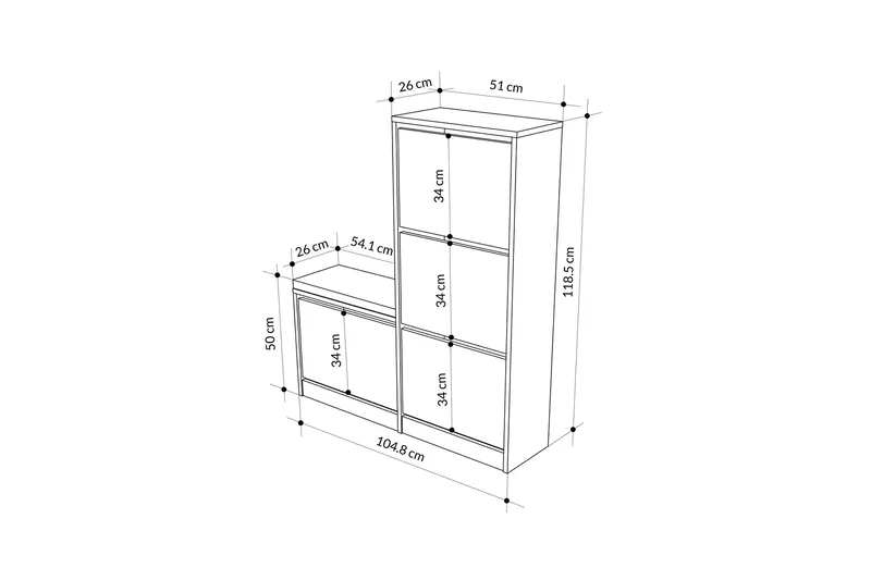Dude Skoskap 105 cm - Hvit - Oppbevaring - Skooppbevaring