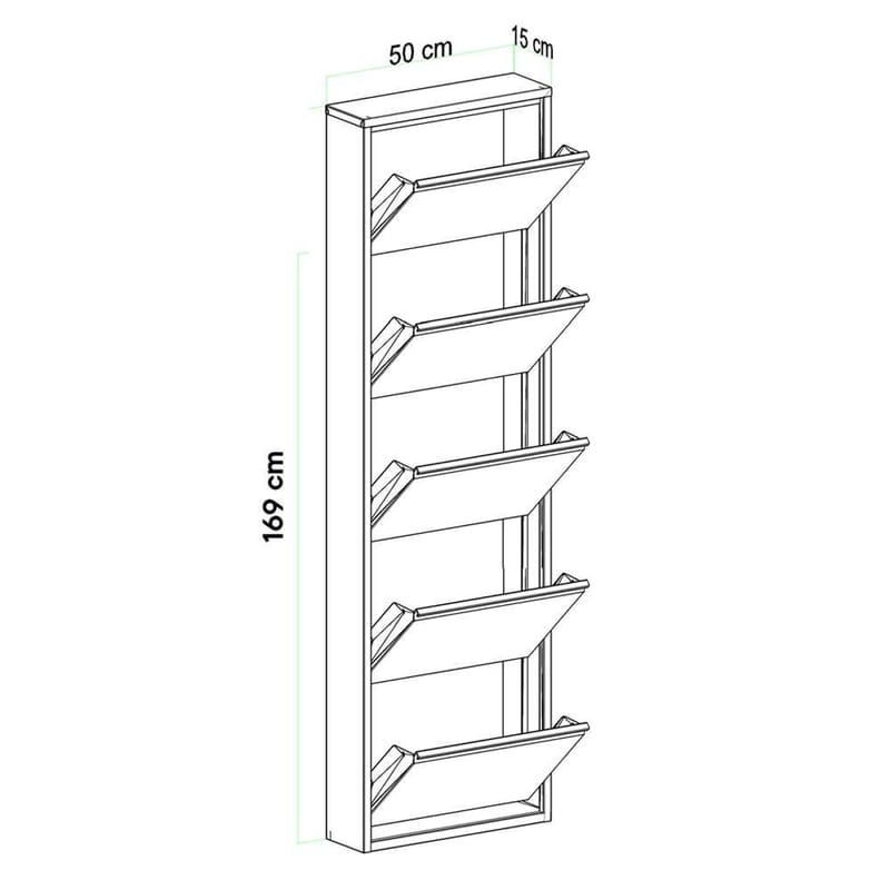 Rylanis skoskap 50x169 cm - Hvit - Oppbevaring - Skooppbevaring