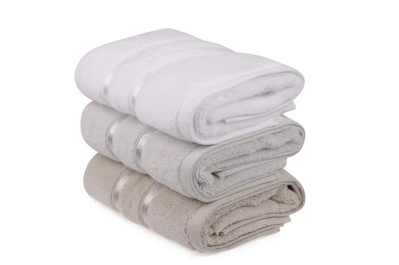 Ashburton Håndkle 3-pk, Hvit/Lyseblå/Lysebrun