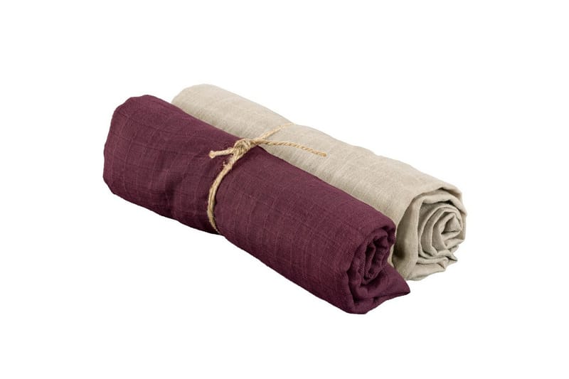 Muslinwrap 2-pakning, Sand/Plomme (70 x 70 cm)