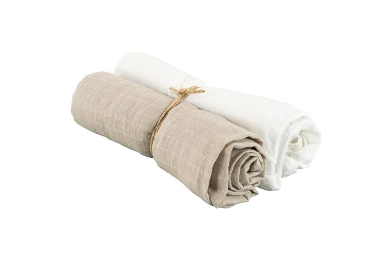 Muslinwrap 2-pakning, Hvit/Sand (70 x 70 cm)