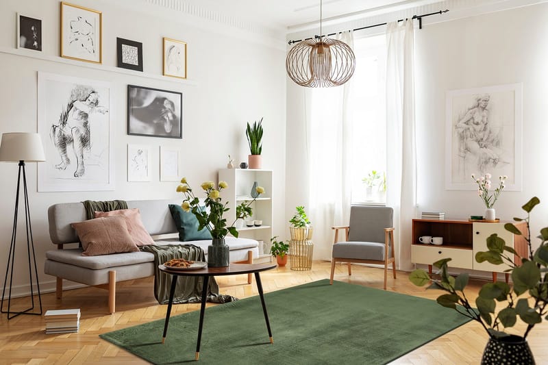 Cozy Ryeteppe 240x340 cm Rektangulær - Grønn - Tekstiler - Tepper & Matter - Moderne tepper - Ryeteppe