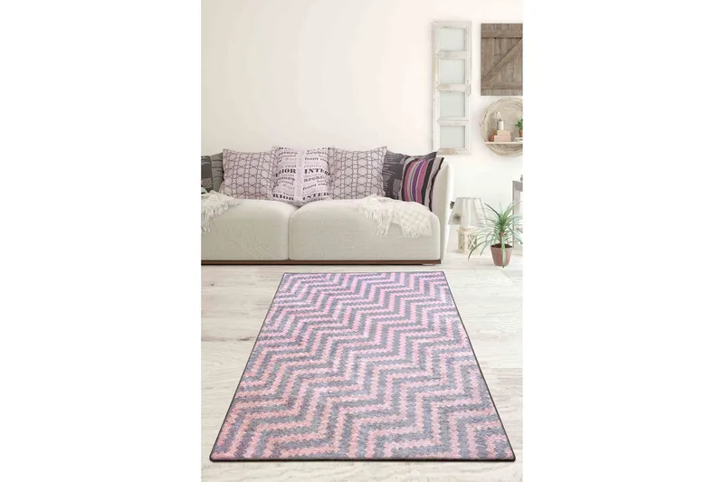 Hall Matte Milas DJT (80 x 300), Rosa/Grå/Fløyel