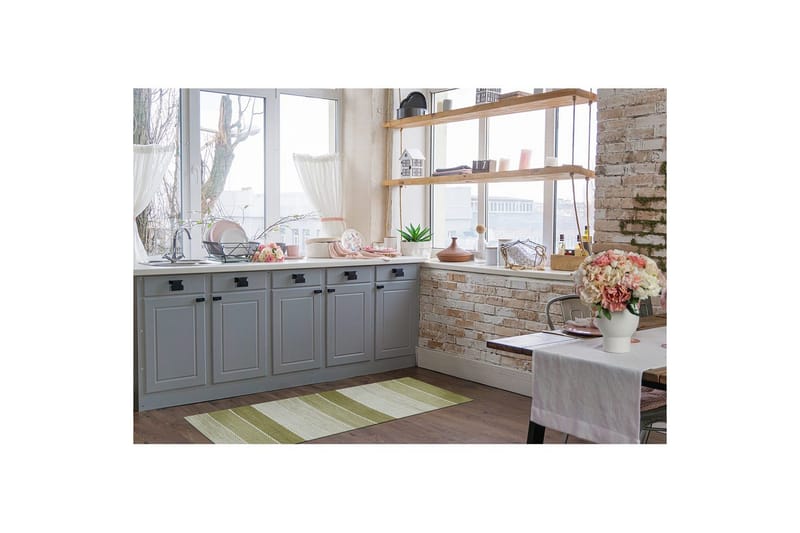 Garnteppe Båstad - 75x150 cm, Grønn - Tekstiler - Tepper & Matter - Moderne tepper - Bomullstepper