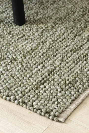 Håndvevd teppe KM Home Bubble kvadrat 200x200 cm Olivengrønn - Olivengrønn - Tekstiler - Tepper & Matter - Moderne tepper - Ullteppe