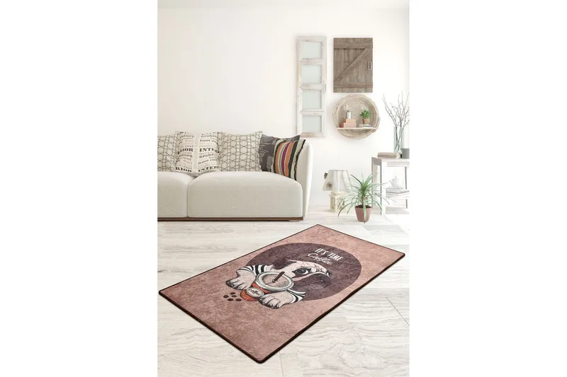 Hall Matte Mopper - Kaffe - Flerfarget/Fløyel - Tekstiler - Tepper & Matter - Små tepper